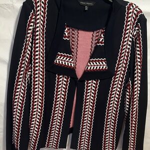 Ming Wang Blue and Red Patterned Blazer